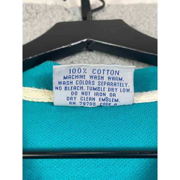 Vintage 90s The Game Miami Dolphins Split Polo Medium NFL Logo Shirt Teal Orange - Picture 5 of 15